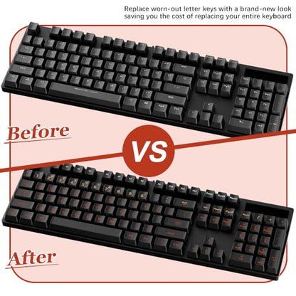 ProElife Gradient Keyboard Letter Stickers with Tweezer, Full-Key, Orange | English Transfer Printing Peel-Off Film, Leave English Letters on Keys, Keyboard Letters Replacement Stickers for Desktop - color: Orange