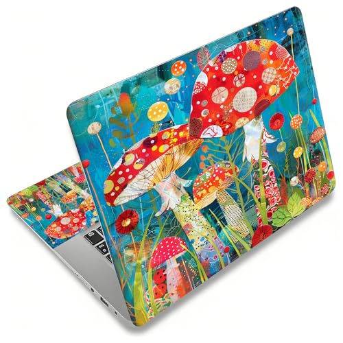 12.1”-15.6” Laptop Skin Sticker (Fits 13”, 13.3”, 14”, 15”, 15.4”) | Reusable Universal Protective Vinyl Art Decal Cover | Waterproof & Scratch-Resistant |Colorful Mushrooms - color: Colorful Mushrooms