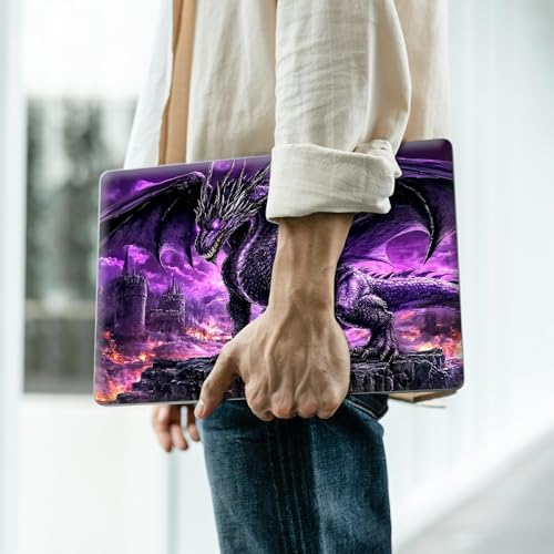 Reusable Universal Laptop Skin Sticker, Cut to Fit for 11.6–15.6 Inch Laptops, Waterproof Protective Film, No-Residue - Purple Dragon - color: Purple Dragon