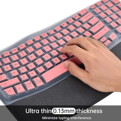 Keyboard Cover Skin for Logitech Wave Keys MK670 Combo Keyboard Skin, Logitech Wave Keys Wireless Ergonomic Keyboard Cover Protector Skin, Logitechs Waves Key MK670 Accessories, Pink - color: Pink