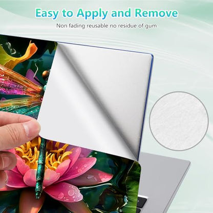 Laptop Skin Sticker Decal 12"-15.6" Universal Laptop/Notebook/Netbook Vinyl - Waterproof Scratch Resistant,Fits HP Dell Lenovo MacBook,2 Free Wrist Pads,Easy Apply & Remove,Dragonfly Lotus - color: Dragonfly Lotus
