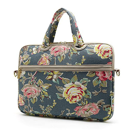 Blue Water Hyacinth Patten water resistant Laptop Shoulder Messenger Bag Case Sleeve for 12 Inch 13 Inch Laptop,Laptop Briefcase - color: Water Hyacinth, size: 13-13.3 Inch