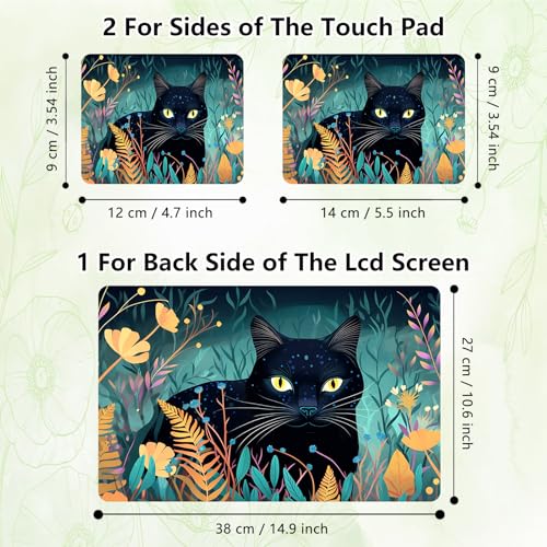 Laptop Skin Sticker Decal, Universal Reusable Vinyl Laptop Cover for 12" 13" 13.3" 14" 15" 15.4" 15.6" Notebook PC, Waterproof Scratch-Resistant with 2 Wrist Pads, Easy to Apply & Remove,Black Cat Art - color: Black Cat Art