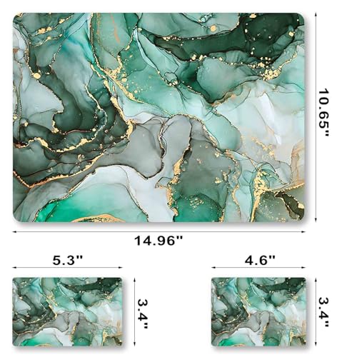 Laptop Decal Sticker Skin Cover, 11.6”12" 13" 13.3" 14" 15" 15.4" 15.6 inch Laptop Netbook Vinyl Skin Sticker Cover Art Notebook PC Reusable Protector (2 Wrist Pad Included), Green Marble - color: Green Marble