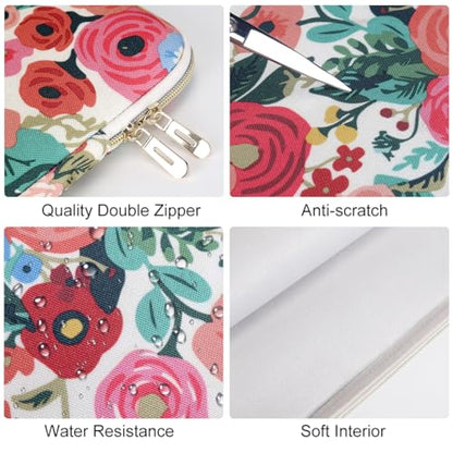 DOMISO 14 inch Laptop Case Sleeve Floral-Patterned Protective Cover Compatible with MacBook Air 15 M4 M3 M2,MacBook Pro,14-15 inch HP Dell Lenovo ASUS Chromebook,Computer Bag,Rose - color: Rose, size: 14 inch