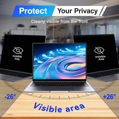 Magnetic Laptop Privacy Screen 15.6 Inch 16:9 Display, Removable Computer Screen Privacy Shield, Anti-Glare Blue Light Protector Compatible with Dell Hp Lenovo Acer Asus Samsung