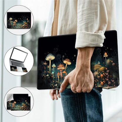 Universal Laptop Skin, DIY Cut-to-Fit Vinyl Cover Compatible with HP, Dell, Lenovo, Mac (13.3" to 15.6"), Anti-Scratch, No Residue & Bubble-Free Protective Decal Sticker, Glowing Mushroom Forest - color: Glowing Mushroom Forest