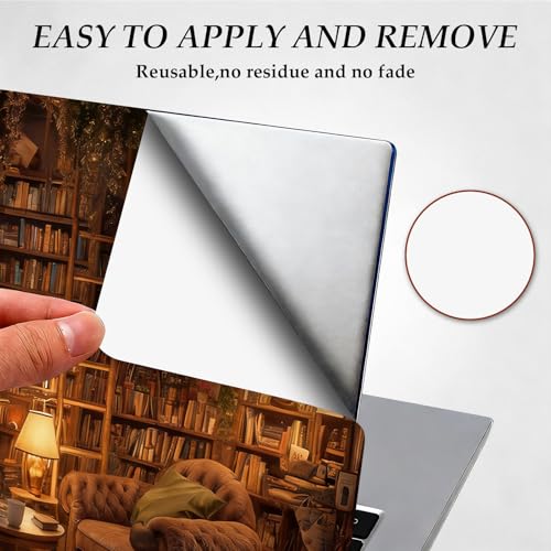 12.1-15.6 Inch Universal Reusable Laptop Skin Sticker Decal, Waterproof Removable Protector for Notebook Cover, Scratch-Resistant Vinyl Cuttable Full Wrap Sticker, Retro Library Bookshelf Book - color: Retro Library Bookshelf Book