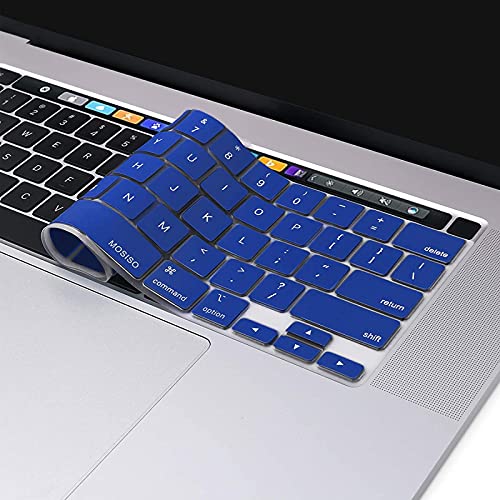 MOSISO Keyboard Cover Compatible with MacBook Pro 13 inch M2 M1 | 2023-2020 A2338 A2289 A2251&Compatible with MacBook Pro 16 2020 2019 A2141 Touch ID, Protective Silicone Skin, Royal Blue - color: Royal Blue