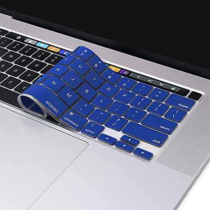 MOSISO Keyboard Cover Compatible with MacBook Pro 13 inch M2 M1 | 2023-2020 A2338 A2289 A2251&Compatible with MacBook Pro 16 2020 2019 A2141 Touch ID, Protective Silicone Skin, Royal Blue - color: Royal Blue