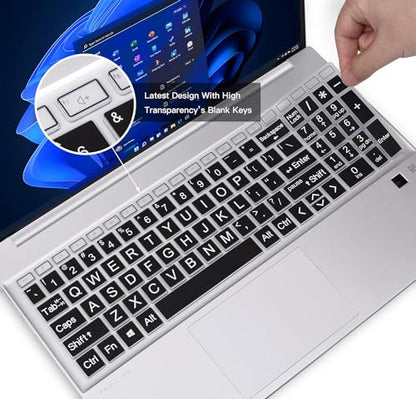 Large Print Keyboard Cover Skin for 2026 2025 HP 15.6 inch Laptop15-fc 15-fd Series, HP 15-fc0499nr 15-fc0502nr 15-fc0399nr 15-fc0099nr fc0245dx fc0047nr 15-fd0023dx 15-fd0123dx 15-fd0127dx 15t-fd100 - color: Black(Large Font)