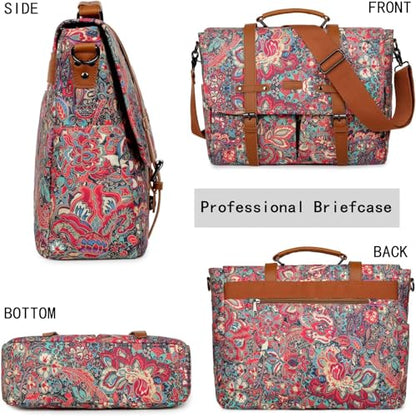 Baosha 15.6 Inch Laptop Bag Floral for Women Briefcase Shoulder Bag Messenger Bag YL-01