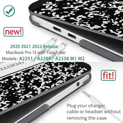 May Chen for MacBook Pro 13 Case 2022 2021 2020 Release Models: M2 M1 A2338 A2289 A2251, Plastic Hard Shell Case with Keyboard Cover for MacBook Pro 13 inch with Touch Bar fits Touch ID, Book - color: Book