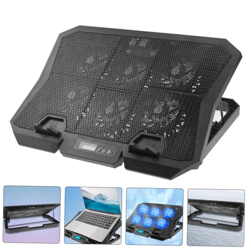 Laptop Cooling Pad with 6 Fans 15.6-inch Silent Air Cooler Stand Adjustable Speed Blue Light Laptop Holder for Gaming and Workstation Use