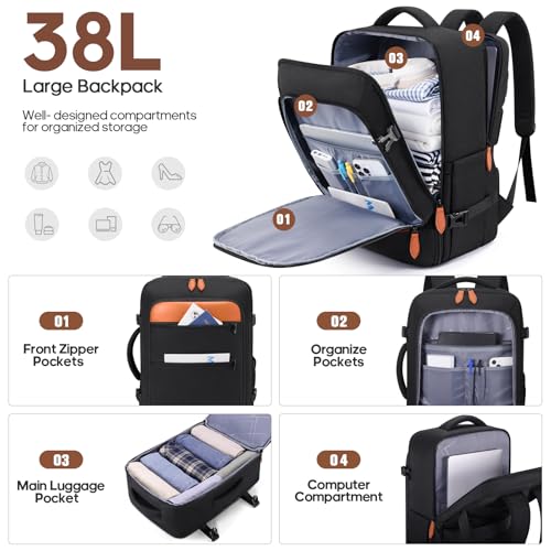 7 Piece Luggage Sets with Premium YKK Zipper, 20/24/28in PC Hardside Suitcase With Spinner Wheels, Luggage Airline Approved, Durable Suitcase Sets with TSA Locks for Travel - color: Black, size: 7 piece set (20/24/28inch)