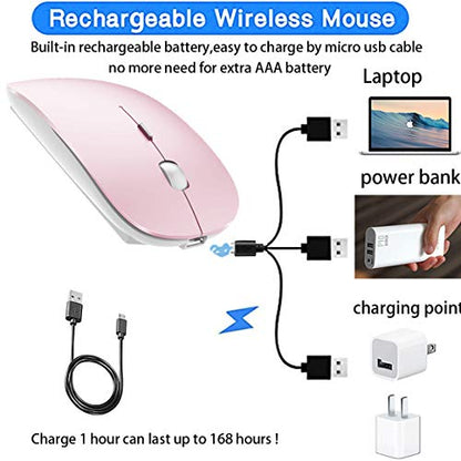 PEIBO Bluetooth Wireless Mouse for Laptop mac MacBook ipad MacBook air MacBook pro pc Desktop Computer Windows Chromebook Notebook (Pink White) - color: PINK white