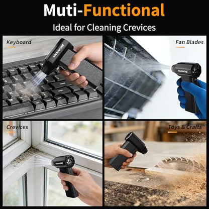 Compressed Air Duster, 110000RPM Electric Air Duster, 3-Gear Mini Blower with Fast Type-C Charging, Turbo Fan Dust Blower for Computer, Keyboard, PC, Car, Home and Electronics