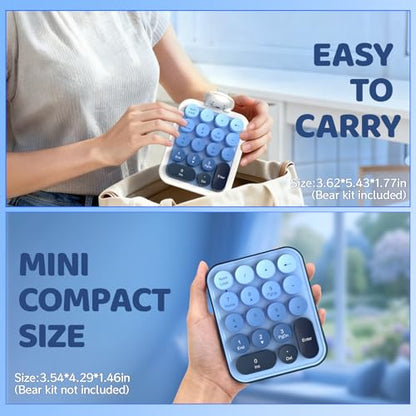 Ajazz AF18 Wireless Numeric Keypad, 2.4G USB Wireless Connection, Ergonomic 18-Key Compact Silicone Bear Design, Gradient Keycaps, Detachable & Portable Number Pad for PC, Laptop Blue - color: Blue