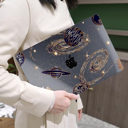 MEEgoodo Case for M5/M4/M3/M2 MacBook Air 15 inch Case 2026 2025 2024 2023, Laptop Shell Fit Model (A3448/A3241/A3114/A2941) for MacBook Air 15.3-inch, Planets & Galaxies - color: Planets & Galaxies