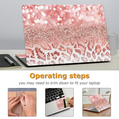 Universal Laptop Skin Sticker with 2 Wrist Pad Decals, 3-Piece Removable Vinyl Laptop Cover, Leopards Pink Waterproof Anti-Scratch, Easy-Trim Fit for 13.3" 14" 15.6" Laptops - color: Leopards Pink
