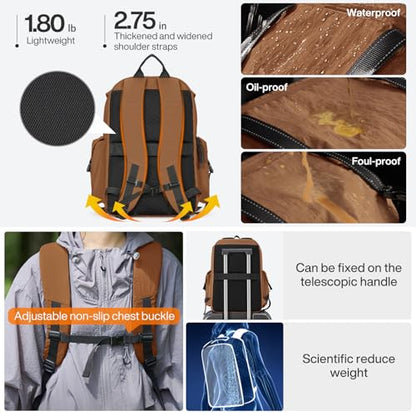 mixi Travel Backpack for Women Men, 18 Inch Carry On Laptop Backpack Flight Approved fits 16'' Laptop, Lightweight Waterproof Hiking Backpack Travel Outdoor Business Casual Daypack, Brown - color: Brown
