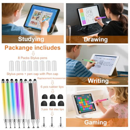 8Pcs Stylus Pen for Touchscreen,iPad,iPhone,3 in 1 Stylus Pen | High Precision & Sensitivity, Perfect for Touch Screens, iPhone/ipad/Samsung/Google/Microsoft/Android Tablets - size: 8 Packs
