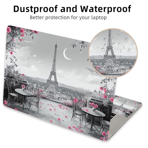 Aesthetic Laptop Skin Cover,12-15.6 Inch Universal Vinyl Sticker Decal,Waterproof Scratch-Resistant Notebook Wrap,Removable Residue-Free Protector,Paris Roses Eiffel Tower - color: Paris Roses Eiffel Tower