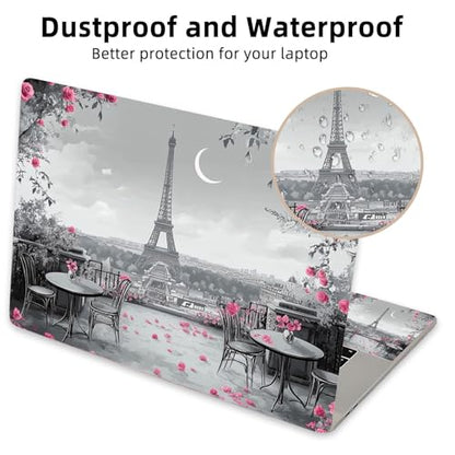 Aesthetic Laptop Skin Cover,12-15.6 Inch Universal Vinyl Sticker Decal,Waterproof Scratch-Resistant Notebook Wrap,Removable Residue-Free Protector,Paris Roses Eiffel Tower - color: Paris Roses Eiffel Tower