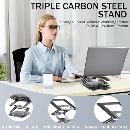 Laptop Riser,Ergonomic Laptop Stand,3-Tier Foldable Laptop Stand,Steel,Can Bear 4KG,Reading and Easy Carrying,for 10-17.3'' Inches Laptop