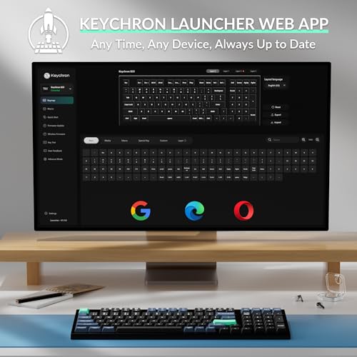 Keychron B35 Wireless Keyboard, 2.4 GHz/Bluetooth 96% Layout Keyboard with Numeric Keypad Silent Typing Launcher Support Ergonomic Angle Compatible with Mac Windows Linux