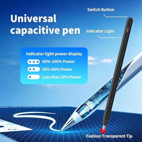 Galaxy Tab A11+ Stylus Pen for Samsung Table A11/A9+/A9 Drawing Stylus for Android Tablets, Precise Writing Pencil,Fast Charging,Auto Sleep,Button on/Off (Black) - color: black