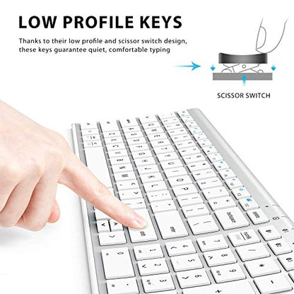 iClever BK10 Bluetooth Keyboard, Universal Bluetooth 5.1 Wireless Keyboard with Number Pad, Ergonomic Design, Multi-Device Compatibility, Stable Connection for Mac, iPad, iPhone, Android, Windows | Stable Connection for Mac,Windows,iPad,iPhone,Android - c