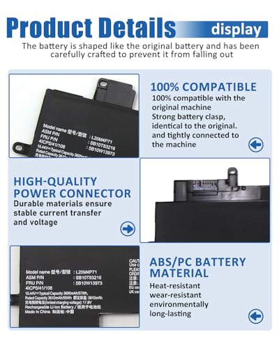 57Wh L20M4P71 L20C4P71 SB10T83217 5B10W13974 Replacement Battery for Lenovo ThinkPad X1 Carbon 9th/10th Gen & X1 Yoga 6th/7th 2021 Series, Replaces L20D4P71 L20L4P71-15.44V 3695mAh 4-Cell - size: 9.25*3.75*0.18 IN L20M4P71