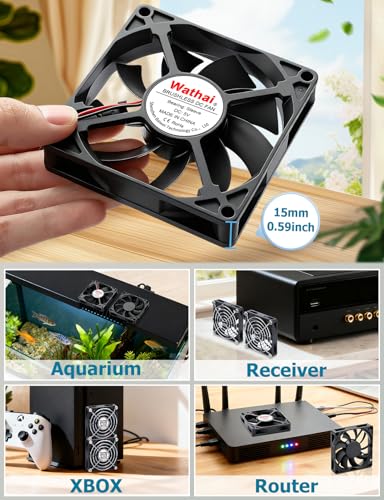 Wathai 2PCS 80mm x 15mm Small USB Fan, USB Cooling Fan 2 in 1 for AV Receiver Flat Panel Xbox DVR PS4 PS5 Router TV Box Computer Cabinet Cooler - size: 80x15mm (5V)