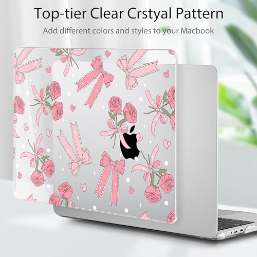 Tuiklol for 2026 2025 2024 2023 MacBook Air 15 inch Case Model M5 A3448 M4 A3241 M3 A3114 M2 A2941 Hard Shell Case for MacBook 15.3'' Cover, Bow & Rose - color: Bow & Rose