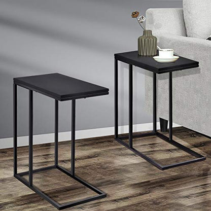 Tangkula Sofa Side End Table C Table Laptop Holder End Stand Desk Coffee Tray Side Table Notebook Tablet Beside Bed Sofa Portable Workstation (Black) - color: Black