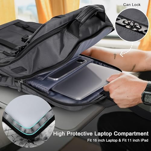 WITZMAN Travel Laptop Backpack for Men Fits 16 inch Laptop | Nylon Carry-on Airline Approved, USB Charging Port, 26L Capacity, For Vacation, Weekend, Overnight Trip, B716 Silvery Grey - color: Silvery Grey