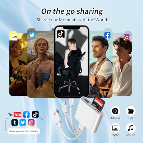 SD Card Reader for iPhone Sd Card Reader,USB-C&USB-A 3 in 3 Memory Card Reader, USB Sd Card Reader for iPhone 16/15/14/13, Ipad, Pc, Android, USB Support Sd/Xd/Ms/Tf Digital Camera Adapter. - size: 3IN3 SD Card Reader