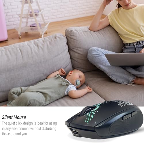 Wireless Mouse (Bluetooth+2.4G) Rechargeable Portable Silent Computer Mouse with Quiet Click and 3 DPI for Laptop/PC/Mac/MacBook/Chromebook/Surface Pro/iPad/Tablet (Whale1) - color: Whale1