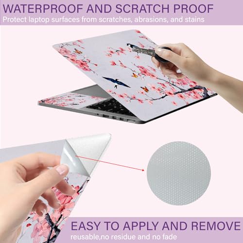 CREATCABIN Laptop Skin Sticker Decal PVC Vinyl Quote Sticker Notebook Art Decal PC Art Personalized Protector Waterproof Scratchproof Laptop Skin for 12.1 13 13.3 .6 14 15 15.3 16 Inch Flower Bird - style: Flower, Bird
