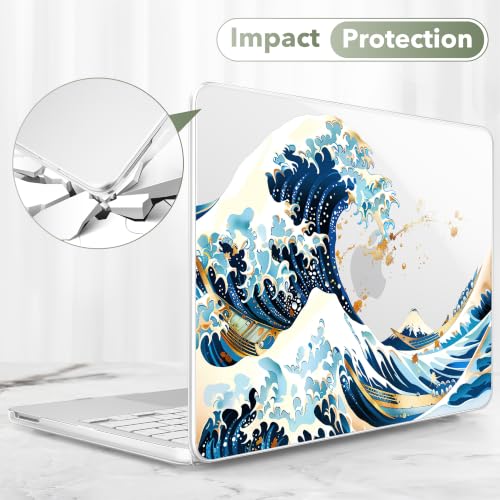 Compatible with MacBook Neo 13 inch (2026 Release A3404) (A18 Pro) with Liquid Retina Display, Printed Slim Protective Case with Screen Protector & Keybaord Cover, Blue Wave - color: Blue Wave
