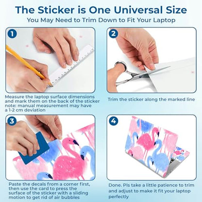 Reusable Universal Laptop Skin Sticker, Cut to Fit for 11.6–15.6 Inch Laptops, Waterproof Protective Film, No-Residue - Pastel Flamingo - color: Pastel Flamingo