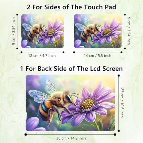 Laptop Skin Sticker Decal, Universal Reusable Vinyl Laptop Cover for 12" 13" 13.3" 14" 15" 15.4" 15.6" Notebook PC, Waterproof Scratch-Resistant with 2 Wrist Pads, Easy to Apply & Remove,Bee Flower - color: Bee Flower