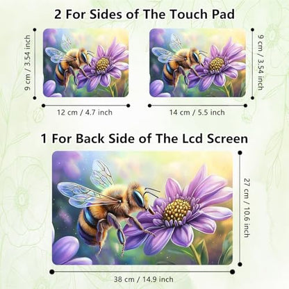 Laptop Skin Sticker Decal, Universal Reusable Vinyl Laptop Cover for 12" 13" 13.3" 14" 15" 15.4" 15.6" Notebook PC, Waterproof Scratch-Resistant with 2 Wrist Pads, Easy to Apply & Remove,Bee Flower - color: Bee Flower