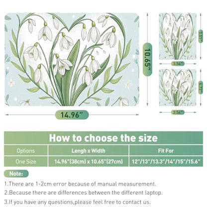 12.1 13 13.3 14 15.4 15.6 Inch Laptop Skin Decal, Laptop Skins Stickers Decals for Notebook PC, Universal Reusable Vinyl Laptop Cover Sticker, Waterproof Art Protector I Green Flower Heart - color: Green Flower Heart