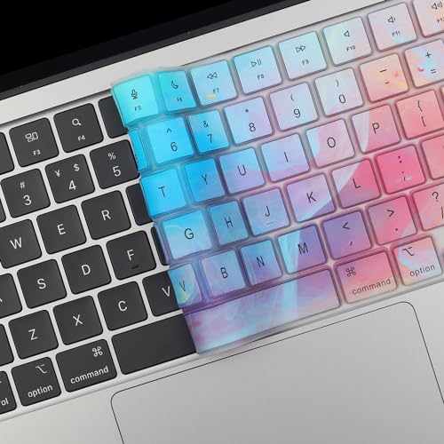 2 Pack Keyboard Cover Skin for 2026-2023 MacBook Air 13" 15" M5 M4 M3 M2, 2026-2021 MacBook Pro 14" 16" M5 M4 M3 M2 M1 Pro/Max, 14.2" 16.2" MacBook Pro /13.6" 15.3" MacBook Air, US, Stylish Colorful - color: Colorful+TPU
