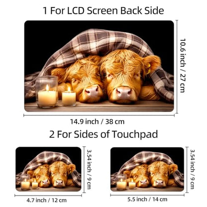 Universal Laptop Skin Sticker Decal, 12"-15.6" Aesthetic Vinyl Wrap, Cow Calves Plaid Blanket Waterproof Notebook Cover Art Protector for MacBook HP Dell Lenovo, Fits 13" 14" 15" 15.6" - color: Cow Calves Plaid Blanket