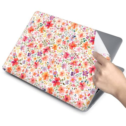 Universal Laptop Skin for 13-16 Inch Laptops,Vinyl Protective Sticker Decal,Easy DIY Trim-to-Fit for HP/Dell/MacBook,Bubble-Free & Removable,Pink Flowers - color: Pink flowers