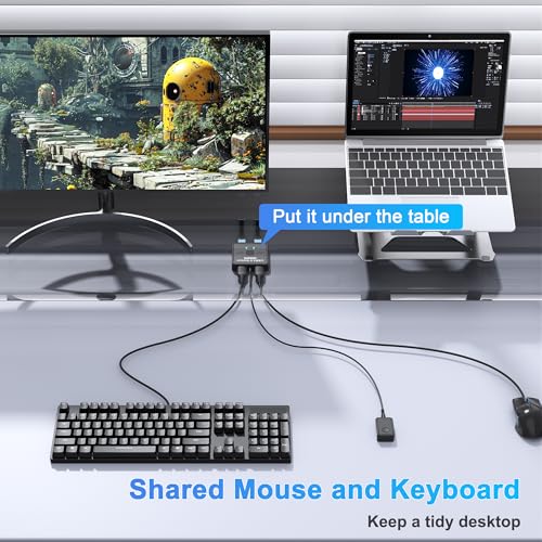 USB 3.0 Switch 2 in 2 Out, USB Switcher 2 Computers Sharing Keyboard and Mouse Printer Scanner Webcam, Printer Splitter for 2 PC, 2 Port USB-A Selector Switch with 2 USB Cables and Desktop Controller