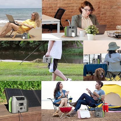 EnginStar Portable Power Station, 150W 155Wh Power Bank with 110V AC Outlet, 6 Outputs External Battery Pack Portable Backup Battery Laptop Charger with LED Light for Home Camping - color: Green